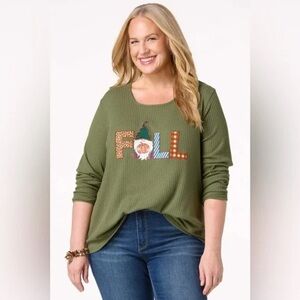 Cato | PLUS SIZE FALL GNOME WAFFLE TOP